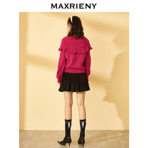 MAXRIENY蝴蝶结领针织毛衫冬季新款复古毛针织披肩领毛衣女(货号:MC87SW573) 商品图3