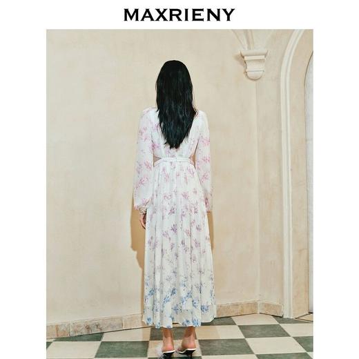 玛克门店发货：古优雅兰花渐变印花连衣裙2024(货号:MC85DR059) 商品图2