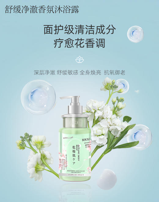 MKNI玫可奈舒缓净澈香氛沐浴露450ml 敏肌油皮 商品图0