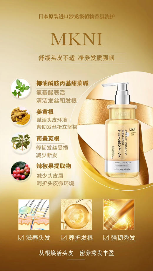 MKNI玫可奈防断发洗发水450ml 商品图1