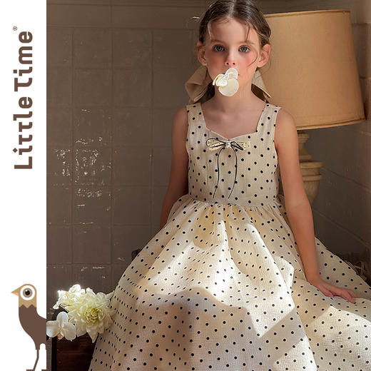 Littletime女童连衣裙春夏儿童法式复古气质公主裙中大童吊带长裙 商品图0
