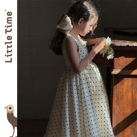 Littletime女童连衣裙春夏儿童法式复古气质公主裙中大童吊带长裙 商品图1