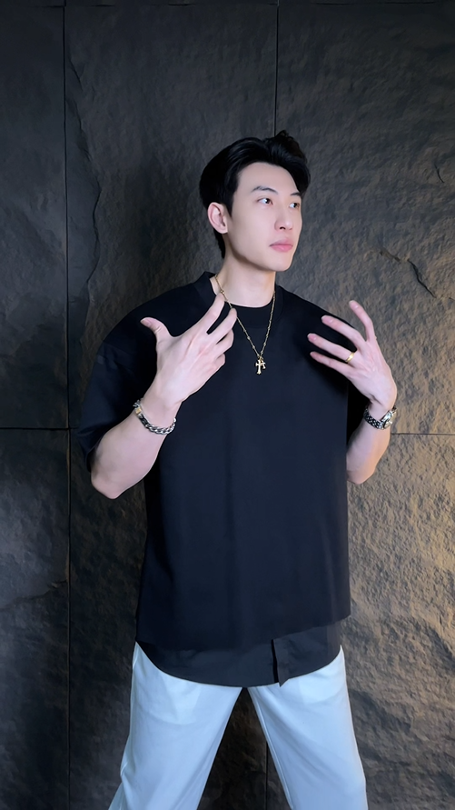 38698春夏新款时尚个性韩版纯色拼接圆领假两件短袖T恤潮流ins百搭上衣