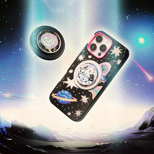 1【太空梦游记】飘浮星系·MagSafe圆啪嗒 MAGSAFE磁吸手机气囊支架 Round圆啪嗒系列 蓝色 日月星 猫 商品图2