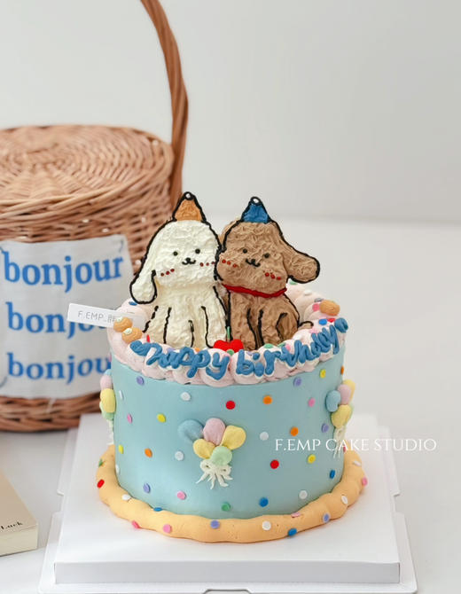 线条小狗蛋糕 商品图0