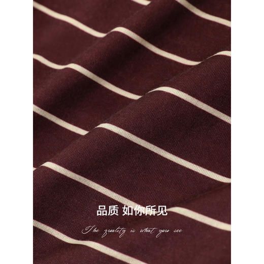 COCOBELLA安可拉红撞色条纹长袖T恤圆领开叉休闲上衣TS3198 商品图3