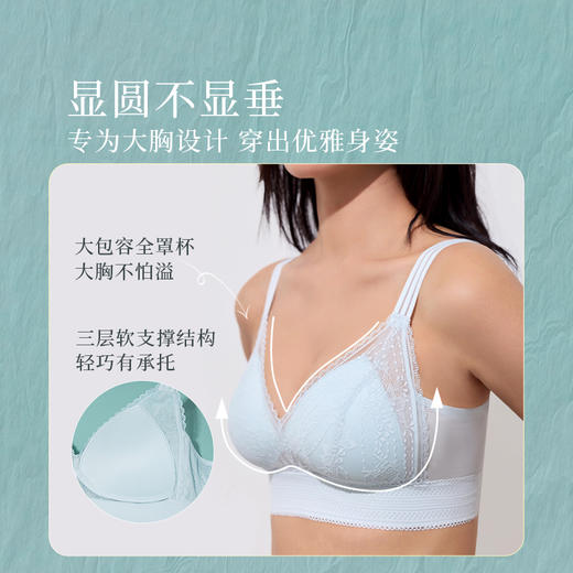 【积分兑换 下单备注颜色尺码】芭蕾杯大胸无钢圈全罩杯文胸不溢胸防下垂蕾丝法式深V 商品图3