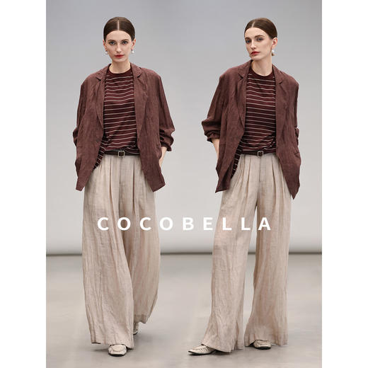COCOBELLA质感高阶古法染色西装苎麻莱赛尔酒红外套SI0012-2 商品图1