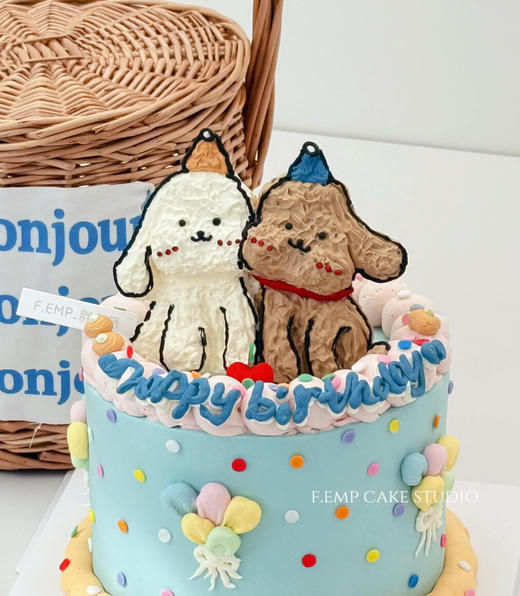 线条小狗蛋糕 商品图2