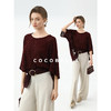COCOBELLA[安可拉红]蝙蝠袖春夏烫钻镂空针织衫侧开叉T恤TS3037 商品缩略图1