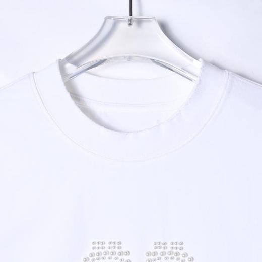 35030夏季新款时尚个性美式珠子字母纯色圆领短袖T恤百搭潮流简约上衣 商品图2
