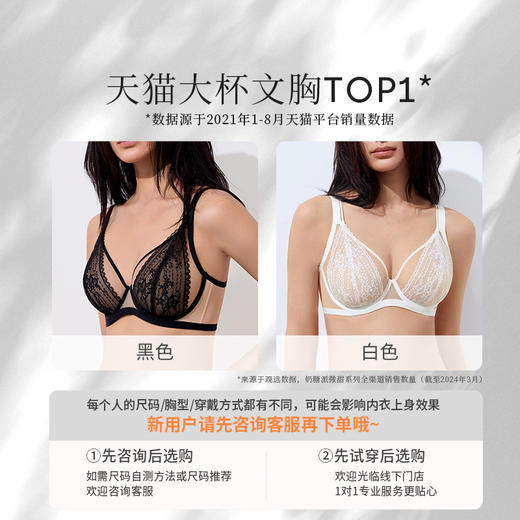 奶糖派内衣香榭丽大胸显小法式超薄全罩杯文胸性感蕾丝深V优雅女 商品图4