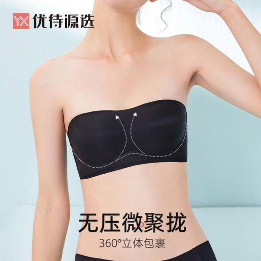 【特价商品不退不换】无痕可拆卸肩带抹胸式内衣女无钢圈聚拢上托防滑隐形YXTW08 商品图4