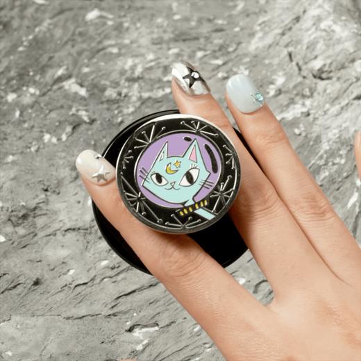 1【太空梦游记】月猫宇航员·MagSafe圆啪嗒 MAGSAFE磁吸手机气囊支架 Round圆啪嗒系列 黑色 猫 卡通 商品图3