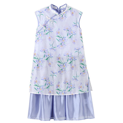 【飘逸天丝国风裙】女童国风连衣裙优雅气质裙子夏季新款安奈儿童装小程序专享EG523088 商品图8