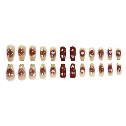 【赠胶水】穿戴甲 腮红爱心美甲 长款显白A614可拆卸24片/盒 商品图4