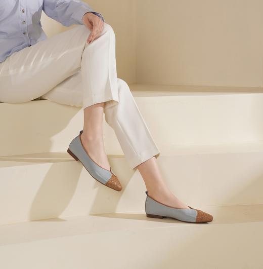 西村名物2025年春季新款舒适平底复古百搭低跟拼色单鞋X25AE14531 商品图7