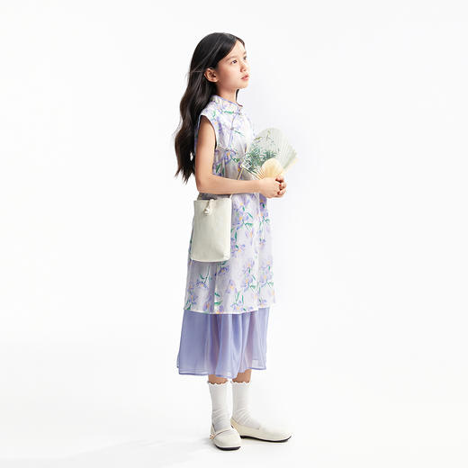 【飘逸天丝国风裙】女童国风连衣裙优雅气质裙子夏季新款安奈儿童装小程序专享EG523088 商品图5