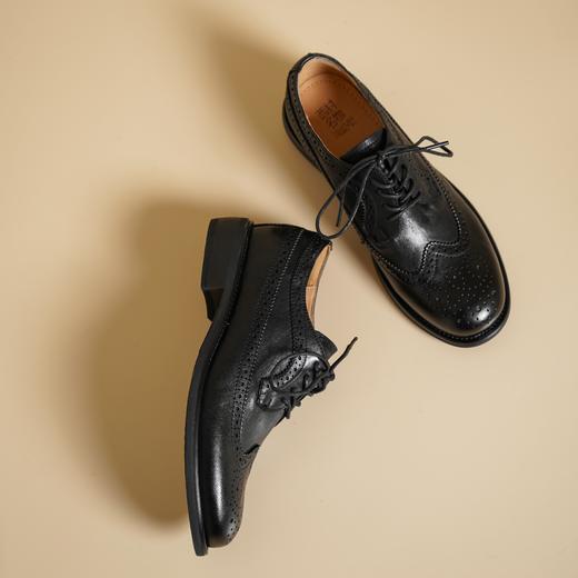 西村名物2025年春季新款舒适平底复古百搭低跟系带小皮鞋X25AM15421 商品图6