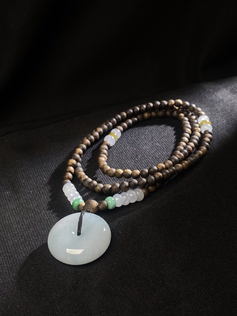 xy0019沉香diy翡翠平安扣挂件