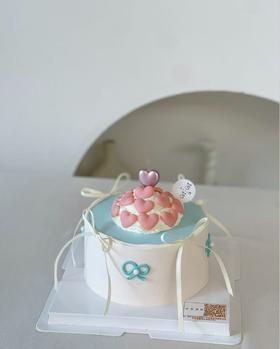 ins风爱心丝带蛋糕