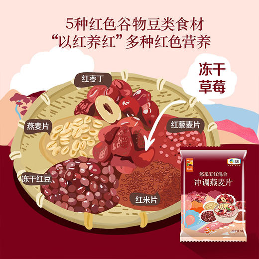 【特惠26.8月到期】悠采每日冲调燕麦礼盒（五黑五红五白组合)900g 商品图2