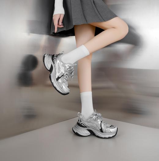 西村名物2025年春季新款舒适增高超轻厚底百搭老爹鞋X25AM15501 商品图3