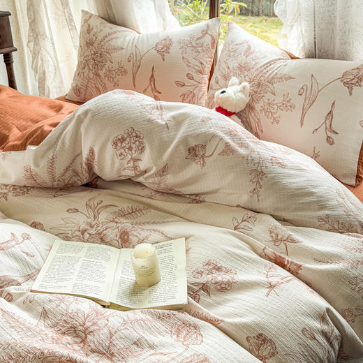 红豆品牌旗下相思豆系列【A类可裸睡竺纱棉四件套】享受视觉的美感，A类母婴级，⁡真的巨巨巨软糯   沉浸式入睡 商品图1