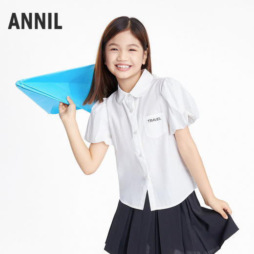 女童翻领短袖上衣夏季新款安奈儿童装EG521168 商品图1