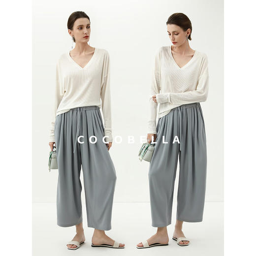 COCOBELLA精致木耳边腰头凉感休闲裤大码香蕉裤梧桐裤PA3071 商品图2