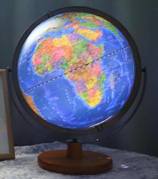 朋宸10英寸AR卫星海沟款刻度尺木触摸夜灯地球仪PC-228HMA 商品图0