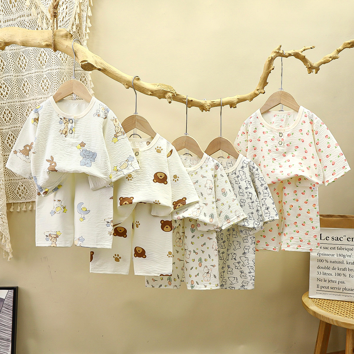【🔥白菜价39.9/2套起】80-160码儿童春夏季家居服男童薄款睡衣中小童空调服女童休闲韩版中袖套装聚
