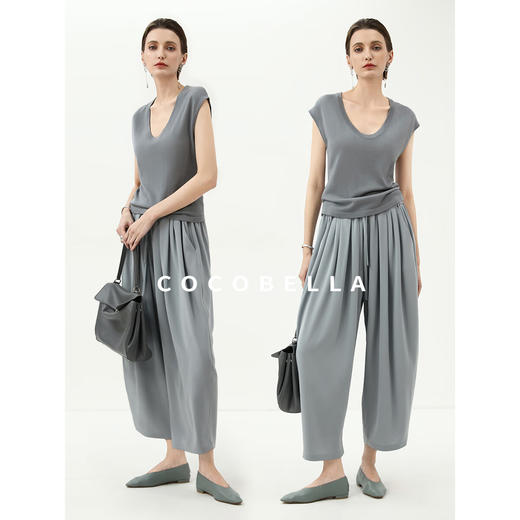COCOBELLA精致木耳边腰头凉感休闲裤大码香蕉裤梧桐裤PA3071 商品图1