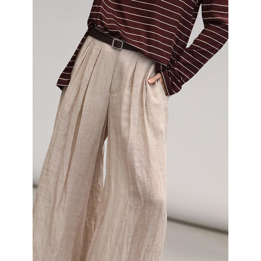 COCOBELLA苎麻莱赛尔慵懒休闲裤女25春古法染色阔腿裤PA0027-2 商品图0