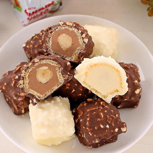 俄罗斯进口slavyanka椰子味I 奶油味I 巧克力味榛子夹心糖500g 商品图2