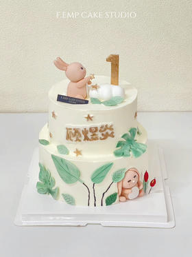 小兔子周岁双层蛋糕