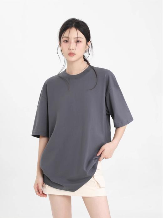 99元/3件（自行设置满减，单拍不发）重磅男女纯棉纯色T恤宽松短袖oversize打底休闲情侣 商品图4