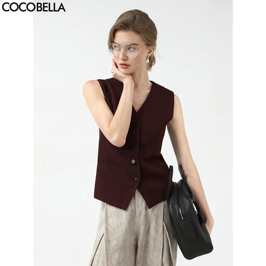 COCOBELLA安可拉红精纺花纱西装马夹25春商务休闲马甲WS7007 商品图0
