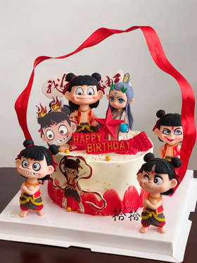 「公仔版·哪吒敖丙蛋糕」哪吒之魔童闹海·100%动物奶油（主图6寸·提前3天预订）