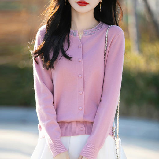 纤束马小香风圆领针织开衫 N-508 商品图0