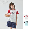 棵初2025年夏季新款童装撞色拼接印花短袖T恤中大童美式复古上衣 商品缩略图0