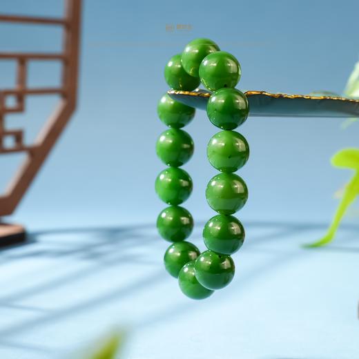 「一口价」新疆国玉盟世玉【凝翠硕珠】碧玉手链 商品图2