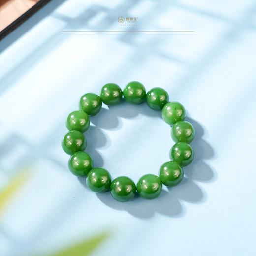 「一口价」新疆国玉盟世玉【凝翠硕珠】碧玉手链 商品图4