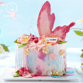 【38女神专享】“蝶向花野”水果奶油蛋糕