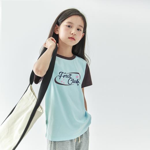 棵初2025年夏季新款童装撞色拼接印花短袖T恤中大童美式复古上衣 商品图4