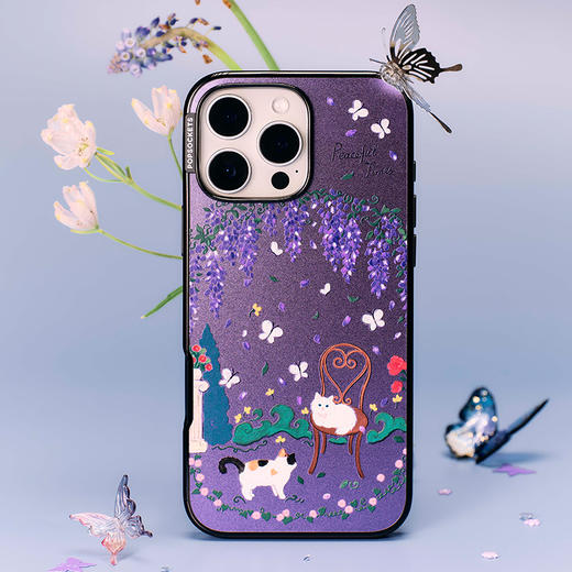 【漂浮记忆·手机壳】紫藤小猫花园 POPCASE手机壳 MagSafe Popcase磁吸款 紫色 小猫 植物花卉 iPhone 16/15/14 商品图1