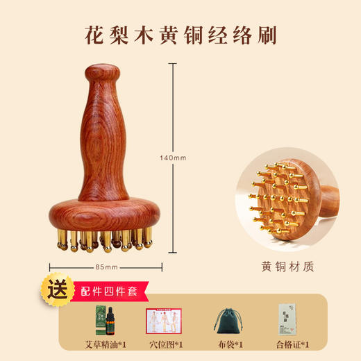 花梨木加长手柄29黄铜齿 经络刷 商品图1