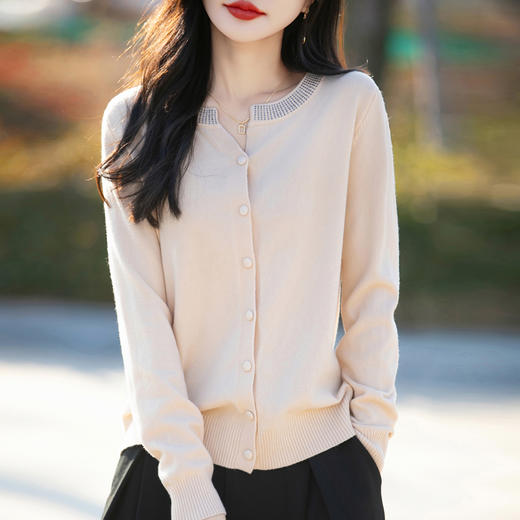 纤束马小香风圆领针织开衫 N-508 商品图3