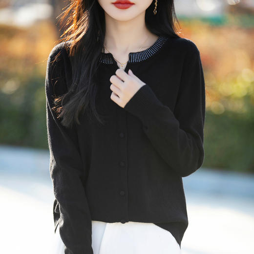 纤束马小香风圆领针织开衫 N-508 商品图7