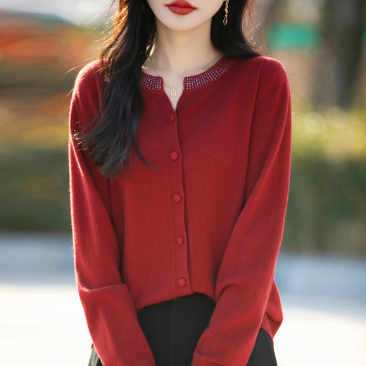 纤束马小香风圆领针织开衫 N-508 商品图5